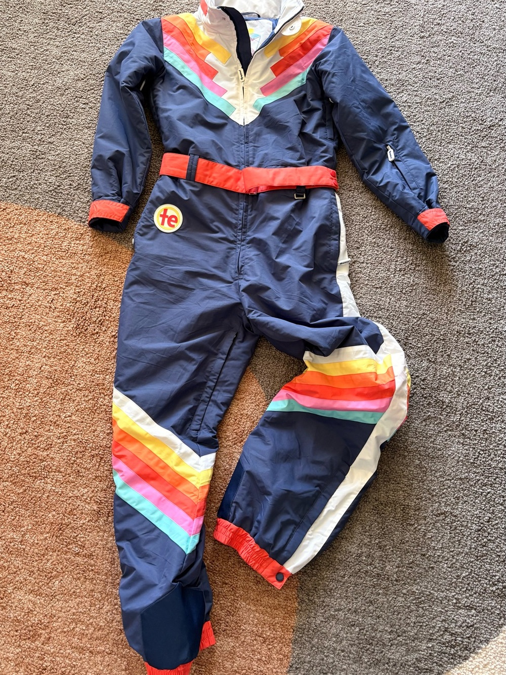 Tipsy Elves Women M Shredder Snowboard Ski suit Rainbow Retro Winter Joy - Picture 10 of 10
